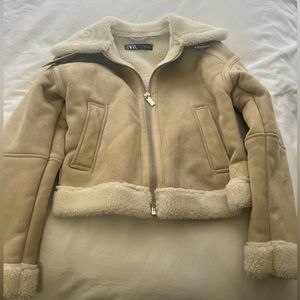 Perfect condition zara beige faux shearling jacket